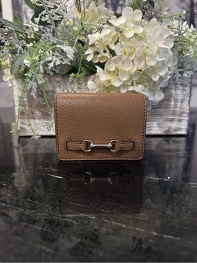 Michael Kors Tan Leather Card Wallet with Snap and Zip